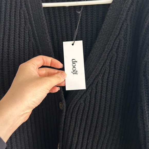 Goop G.Label - Maxine Oversized Black Wool Ribbed Winter Cardigan - Size XS US 2 - Picture 5 of 10